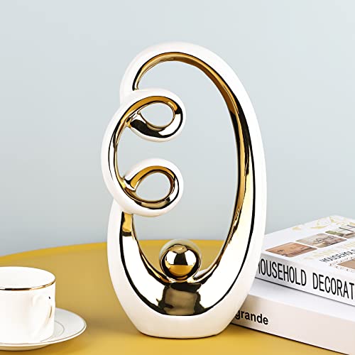Xmgzq White Gold Statue Abstract Art Sculpture Home Decor Modern Black Decor Accents Abstract Statues For Living Room Shelves Bookshelf Office Shelf Desktop Decor Figurines Decoration #TOP6