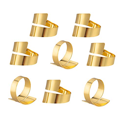 Feyarl 8 Stück Serviettenringe Metall Serviettenschnalle Tischringe Deko für Hochzeit Bankett Abendessen Weihnachten Tischdekoration(Gold) Cover