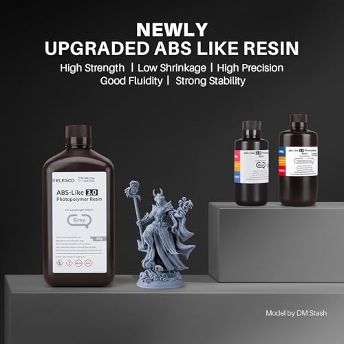 ELEGOO ABS-Like 8K 3D Printer Resin 3.0, 405nm Photopolymer Resin for 12K/14K/16K Mars Saturn Jupiter MSLA DLP LCD 3D Printing with Strength and Toughness, Space Grey 1000g