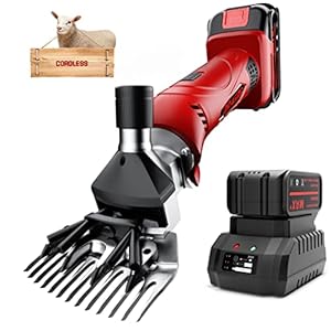Cordless Electric Professional Sheep Shears, Sheep Clippers with 2 PCS Rechargeable Lithium Battery, 6 Speeds Heavy Duty Animal Grooming Clippers for Sheep Alpacas Goats Horse