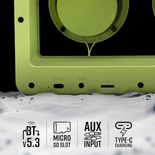 Image of ZEBRONICS Sound Feast 75, Portable Bluetooth Speaker, 14 Watts, 10 Hours Playback, Transparent Body, Dual 6.6 cm Drivers, Carry Strap, Bluetooth v5.3 | TWS | mSD | AUX (Green)