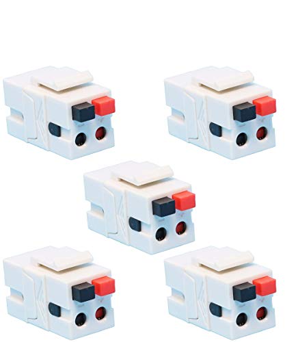 Conector keystone para altavoz hembra a hembra, terminal de resorte para audio limpio, blanco