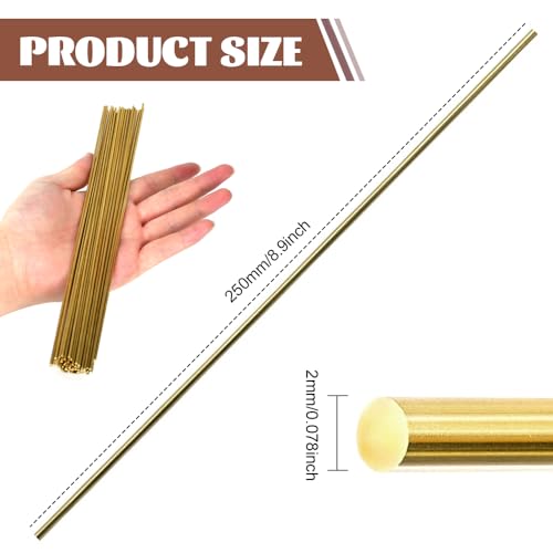 KITERI 50 Pcs Brass Welding Rods, 2mm x 250mm Copper Soldering Wires Brazing Welding Rods Low Temperature Brass Welding Rods T2 Copper Soldering Wires Flux Sticks for Repair Welding Brazing