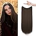 REECHO Invisible Wire Hair Extensions with Transparent Headband Adjustable Size Removable Secure Clips in Straight Secret Hairpiece for Women (18 Inch (Pack of 1), Medium Ash Brown)