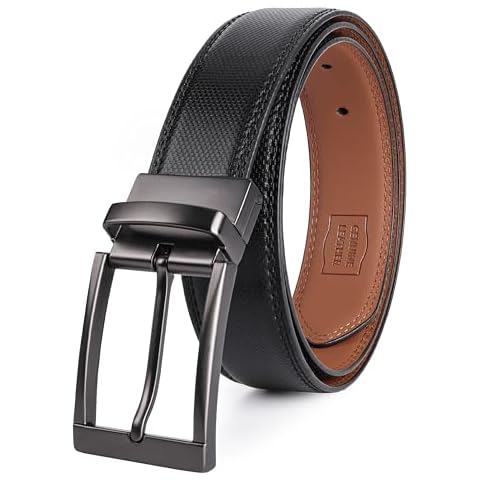 SUNYA Mens Belts Leather, 1.3" Reversible Belts for Men. Mens Dress Belt Classic Design Cover