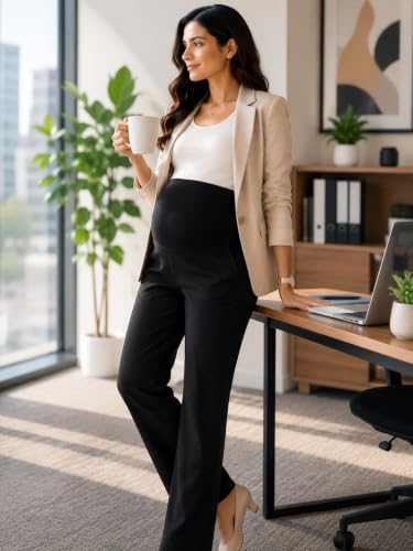Image of MomToBe Women's Straight Fit Mid Rise Trouser