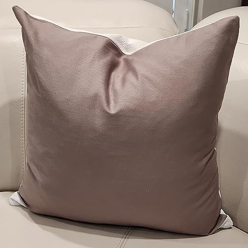 Non-Slip Throw Pillow Cover, Non Slip on Leather Couch, Pillow Cover Will Not Slide So Easily on Leather etc Decorative Nonslip Pillow Case Resists Sliding Shifting - Made in USA(20" Taupe)