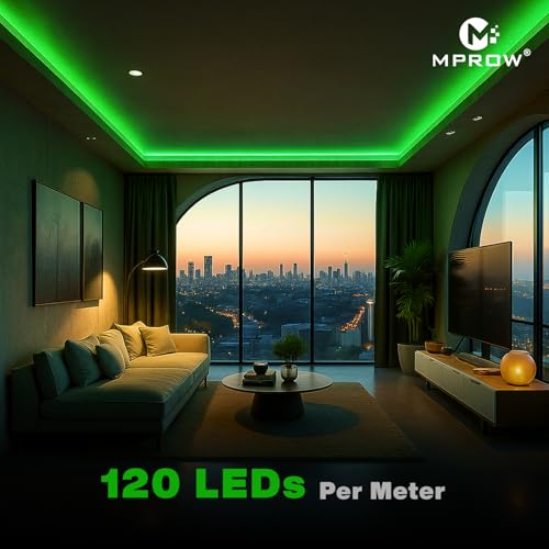 Image of MPROW 5 Meter LED Rope Light | 120 LEDs /Meter Waterproof Strip Light | Cove Light for False Ceiling, Diwali, Balcony & Indoor Decoration (Green)
