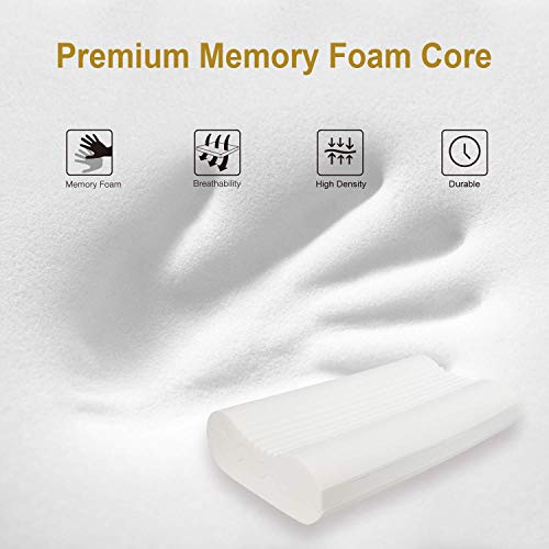 Lunvon Pillows for Sleeping Luxury Queen Memory Foam Cooling Bed Pillows Height Adjustable Cervical Pillows with Pain Relief Design Breathable Hypoallergenic Cotton Cover Protector CertiPUR-US, White