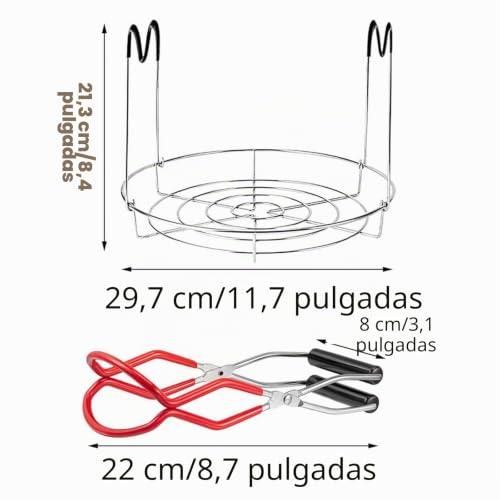 Miniatura 2 de 2 Piezas Levantador De Conservas, Rejilla De Vapor Acero Inoxidable, Elevador Tarros Acero Inoxidable, Anti-Escaldaduras Elevador De Tarros Conservas Para Frascos De Vidrio Rojo Plata Negro