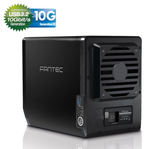 FANTEC QB-35U31R zewnętrzna obudowa dysku twardego RAID do 4 x 8, 89 cm (3,5 cala), złącze USB 3.1 generacji II, funkcja Raid z 2 niezależnymi zestawami, wentylatory 80 mm, czarna