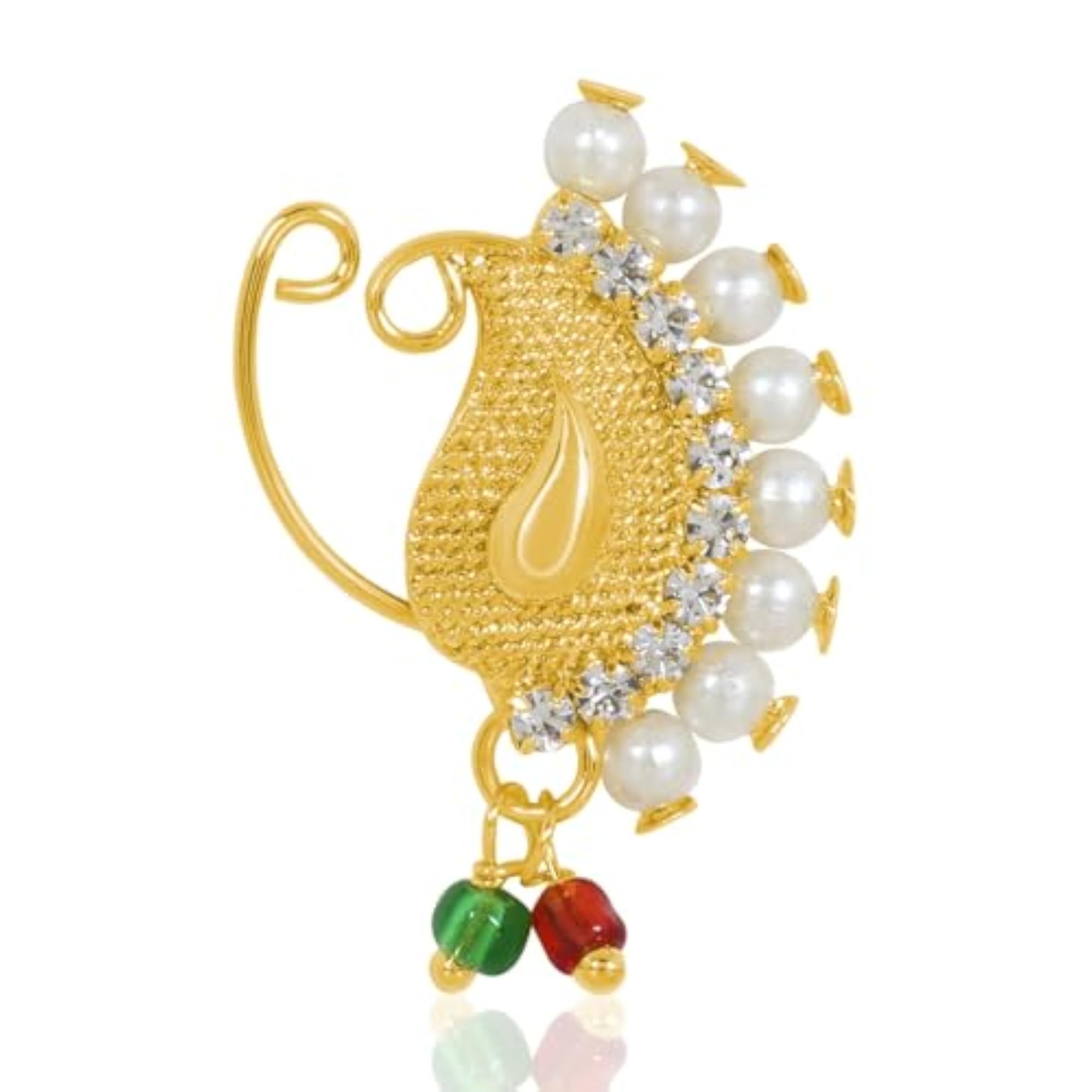 Women's Traditional Maharashtrian Nath Nose Pin Without Piercing