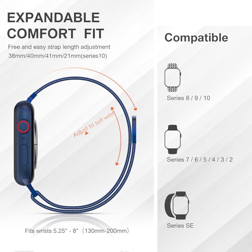 Stainless Steel Milanese Loop Compatible with Apple Watch Bands 46mm 42mm 44mm 45mm 49mm 38mm 40mm 41mm men and women, Magnetic Clasp Replacement for iWatch Ultra Series 11 10 9 8 7 SE 6 5 4 3 2 1 by MARGE PLUS - Image 5