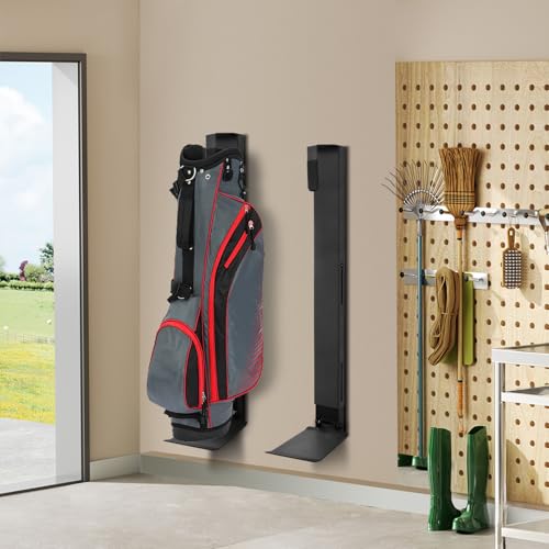 Image of Wall Mount Golf Bag Storage Stand Organizer Rack for Garage Golf Bag Holder
