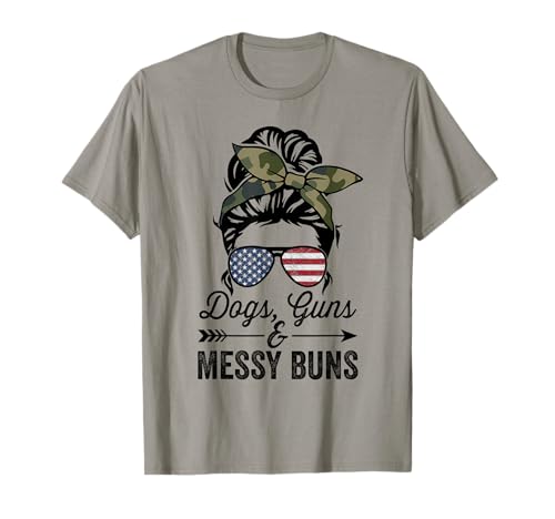 Divertidas pistolas para perros y moños desordenados - Amante de los perros Pro Gun para mujer Camiseta