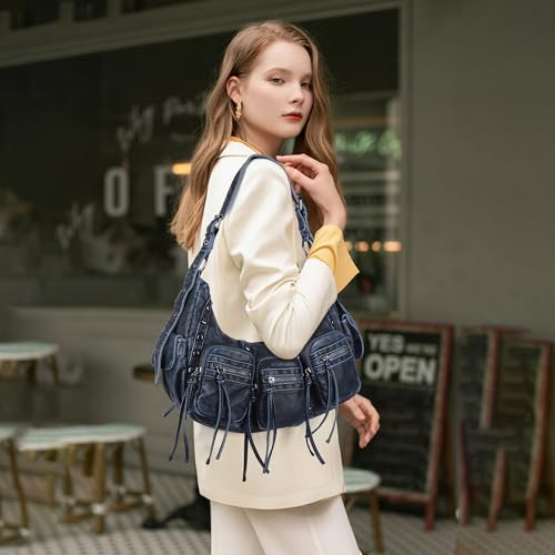 Image of Angel Kiss Hobo Bags Purse for Women Y2K Shoulder Bag Multi Pockets Designer Satchel Studded Handbags with Strap