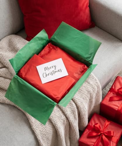 Charmount Christmas Tissue Paper, 90 Sheets, 20" x 20", Red, Green & White — 사진 4