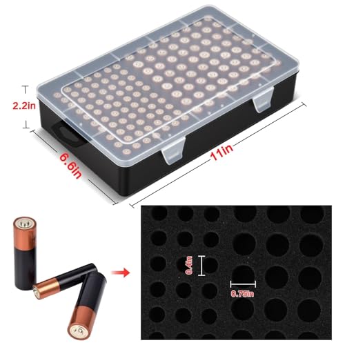 Xuerdon Batterie Aufbewahrungsbox, Batterie Box Für 134 Stk. AA & AAA Batterien, Tragbare Garage-Organisationsbox, Geeignet Für Zuhause, Küche, Lager (Batterien Nicht Enthalten)-Schwarz