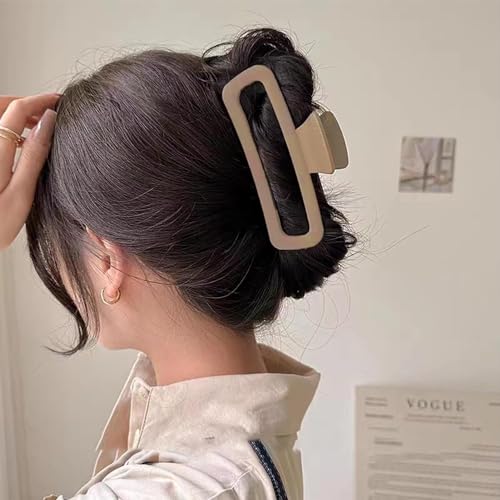 Image of BAKEFY - 2 Pcs Hair Claw Clips 5 Inch Unbreakable Xl Large Square Rectangle Clip Clamp For Thick Curly Long Hair Women, Multi