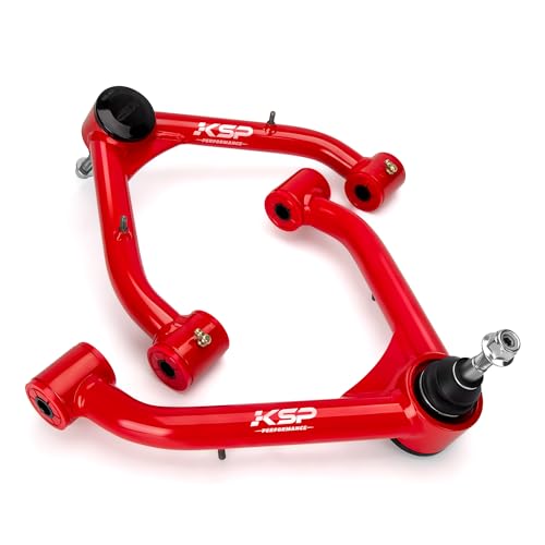 Image of KSP Front Upper Control Arms for Silverado Sierra 1999-2006, 2-4 inch Adjustable Tubular A-Arm Replacement Factory /Stock Suspension Arms UCA After 2-4 inches Lift On Chevy GMC 4WD 4X4 RWD, 2PCS Red