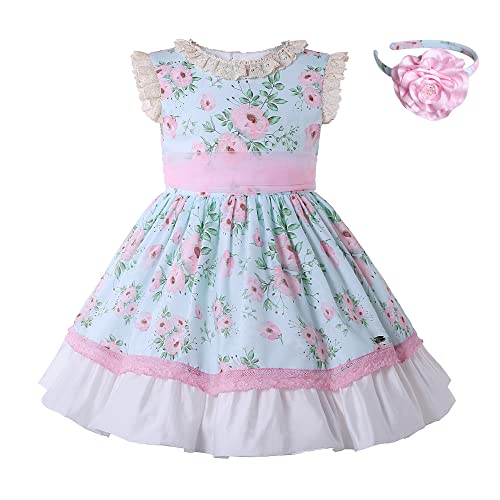 Pettigirl Girls Elegant Spring Sweet Floral Ruffle Lace Casual Clothing Kids Toddler Lovely Stylish Holiday Dresses