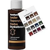 Furniture Clinic Lederreparatur-Farbe & Farbauffrischung | Selbstversiegelnder Lederfarbstoff für schnelle + einfache Ledersanierung | Ledersofas, Autositze, Lederschuhe, Leder (Dunkelbraun, 50ml)