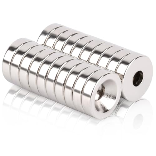 20個 マグネット 超強力 ネオジム磁石 12x3mm 磁石 超強力 穴径4mm 小型穴あき磁石 ネジ止め 丸形 マグネット強力 ネジ 強力磁石 工業 家庭 事務室 工芸 倉庫 ネオジウム磁石