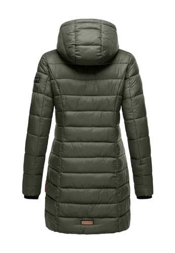 MARIKOO Herbst Winter Übergangs Steppmantel Jacke Mantel gesteppt B603 [B603-Abend-Grün-Gr.L]