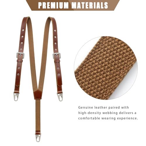 Image of Ringsun Genuine Leather Suspenders for Men, Y Design Hidden Suspenders Under Clothes, Adjustable Accessories for Men