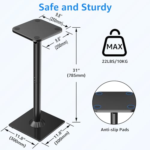 Image of MOUNTUP Universal Speaker Stands Pair for Surround Sound Home Theater, 31 inch Height Floor Speaker Stands Max 22LBS, Bookshelf Studio Satellite Speakers Fit Klipsch Polk Yamaha, Non Slip Pad Easy Install