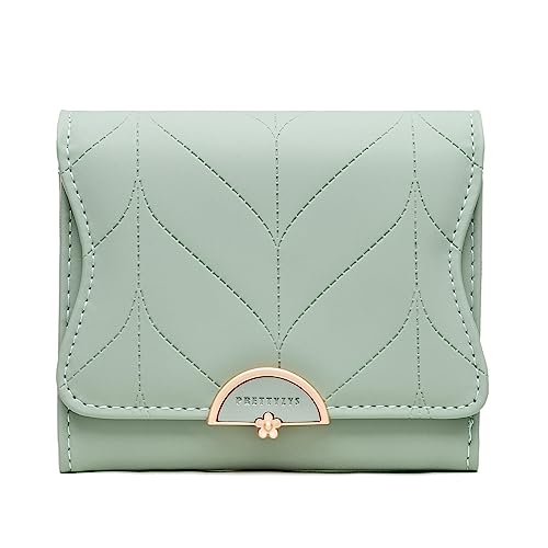 ANYWN Portafoglio piccolo donna, Portafoglio donna piccolo con grande capacità, elegante Portamonete donna con molti scomparti Verde