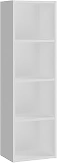 Panana Wooden Cube Bookcase，2/3/4/5/6 Tier Book Shelf Tall narrow Shelving Display Storage Unit Office Living Room Bedroom Furniture (White, 4 Tier)
