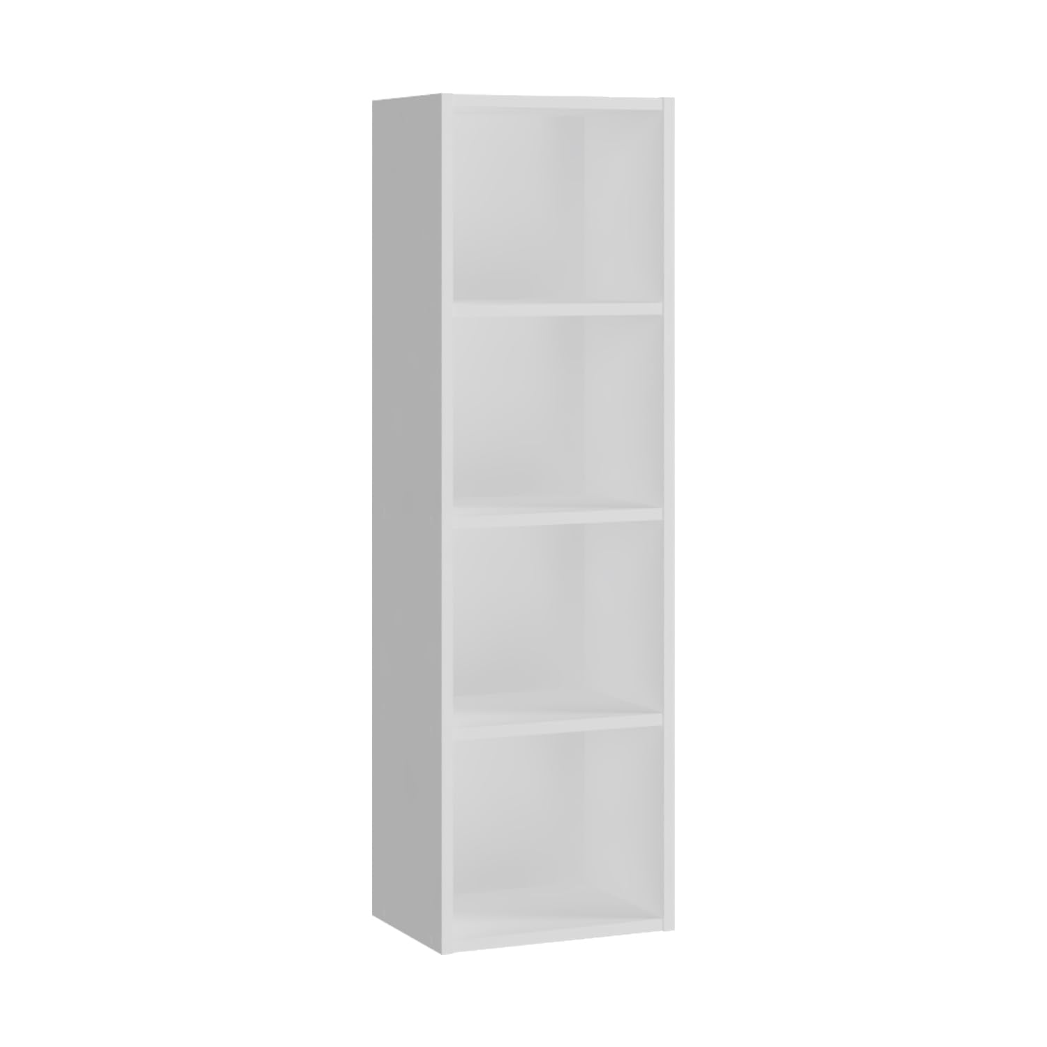 Panana Wooden Cube Bookcase - 2/3/4/5/6 Tier Display Unit Tall Narrow Bookshelf for Office, Living Room, Bedroom Furniture (White, 4-Tier)