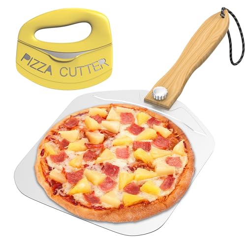 Meykwod Pizza Peel 12 inch, Aluminum Pizza Paddle, Metal Pizza Peel, Pizza Spatula for oven, with Foldable Wood Handle, Pizza oven accessories by Meykwod - Image 6