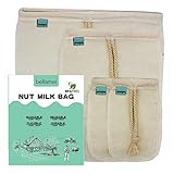 Nut Milk Bag Unbleached Bags Reusable 4 Pack Organic Cotton Food Strainer Colander Nut Bags for Straining Almond Milk Juice Cold Brew Tea Yogurt Cheese Bone Broth(4 pack - 12'x12' /8'x10' /2 * 4'x6')