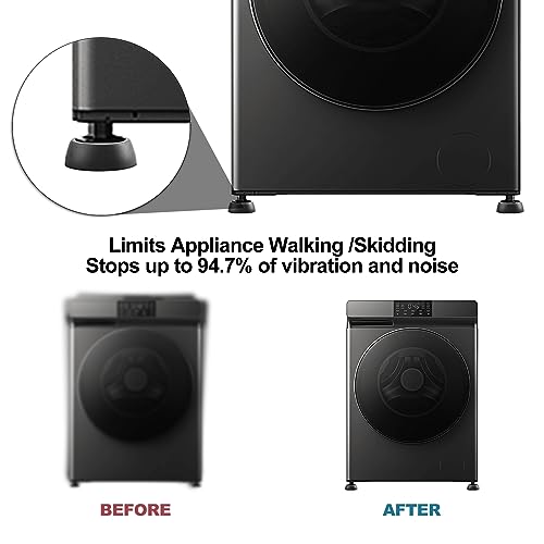 4 Stk Vibrationsdämpfer Waschmaschine, Schwingungsdämpfer Waschmaschine, Antivibrationsfüße Fußpolster Fussdämpfer, Anti Vibration Füße Dämpfer für Waschmaschinen Trockner Gummifüße (Schwarz)