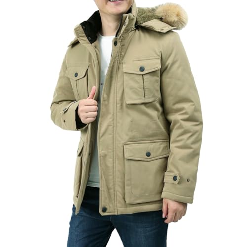 Parka con capucha de invierno para hombre chaqueta acolchada de longitud media