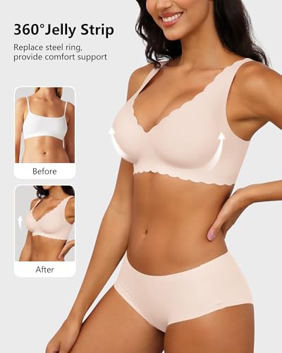 Women's No Underwire Wireless Bras Seamless Full Coverage Support Scalloped Wave Padded Bralette Daily Wear2
