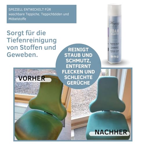 Hagerty Foam Shampoo Reinigungsschaum für Textilien I Reinigungsmittel für Teppiche, Teppichböden und empfindliche Stoffe I Fleckenentferner für eine einfache und effektive Reinigung