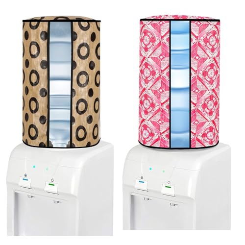 Image of Pack of 2 Pics. Polyvinyl Chloride Printed Waterproof and Oil-Proof Water Dispenser Bottle Cover, 20L, (Multicolour) 20 liter Water Bottel Cover -Pack of 2 Pics. (Pink and Brown)
