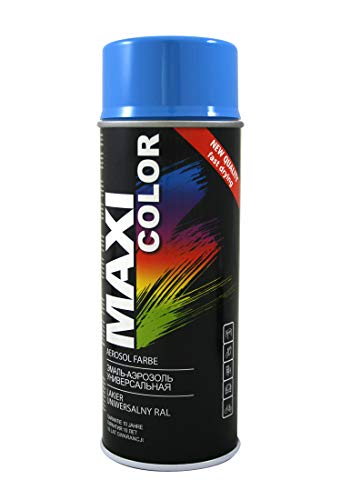 Maxi Color NEW QUALITY Sprühlack Lackspray Glanz 400ml Universelle spray Nitro-zellulose Farbe Sprühlack schnell trocknender Sprühfarbe (RAL 5012 Lichtblau glänzend)