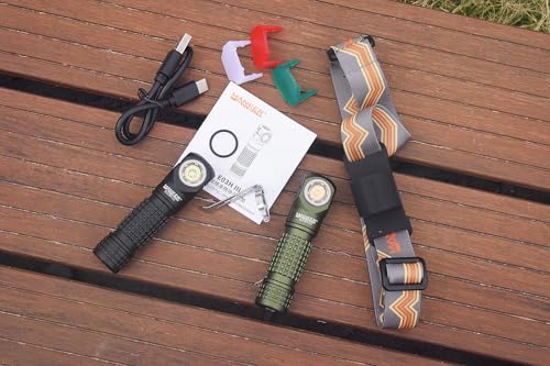 Image of Manker E03H III Rechargeable Headlamp Pocket Mini Flashlight with Clip - 90 Degree EDC Right Angle Flashlight with Headband and Magnet Tail (4000K High CRI 519A, Black)