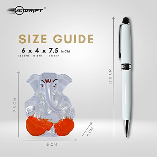 Image of Neodrift Ganesh Idol for Car Dashboard (Real 24kt & 999 Silver Plated, Dual-Tone Gold & Silver) (Model ND08) - Enhance Your Drive