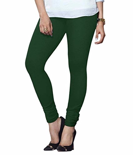 Ladyline leggings ultra morbidi in cotone premium extra lunghi churidar leggings tinta unita allenamento yoga legging indiano Verde bottiglia. Taglia unica