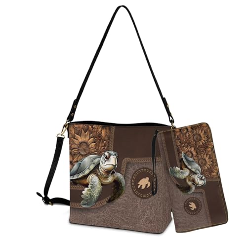 Image of Bucket Crossbody Bag Set for Women Lady, Leather Purse and Wallet Set Large Bucket Bag with Wallet