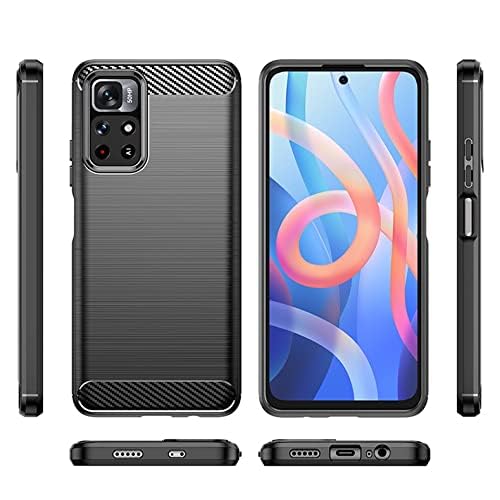 Image of Hybrid Carbon Fiber Back Case for Poco M4 Pro 5G /Note 11 5G /Note 11T 5G (Black)