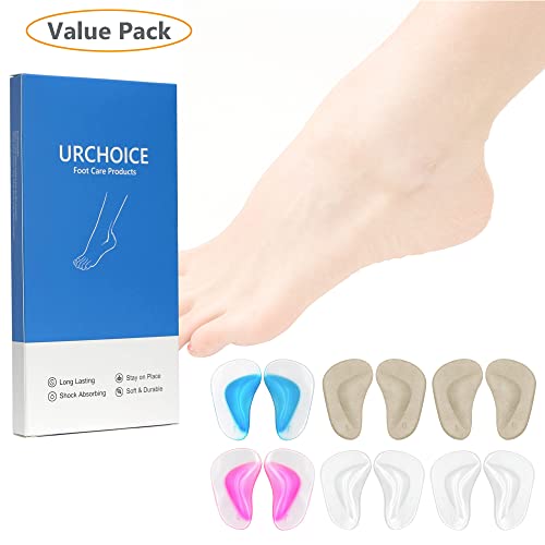 Gel Arch Support Cushions For Men & Women, Shoe Insoles For Flat Feet, Reusable Arch Inserts For Plantar Fasciitis, Adhesive Arch Pad For Relieve Pressure And Feet Pain- 6 Pairs #TOP6