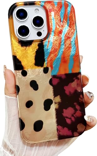 Coque iPhone 15 Pro Max léopard patchwork paillettes fille
