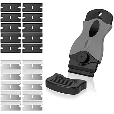 Flintronic Schaber, Ceranfeldschaber mit 20 Edelstahl & Kunststoffklingen, Schaber Küchenschaber Set, Gadom Ceranfeld Kratzer, Herd Glasschaber, Herdschaber für Kochfeld, Backofen, Glaskeramik Cover