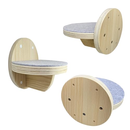 2 estantes para gato montables en pared de madera miniatura 5